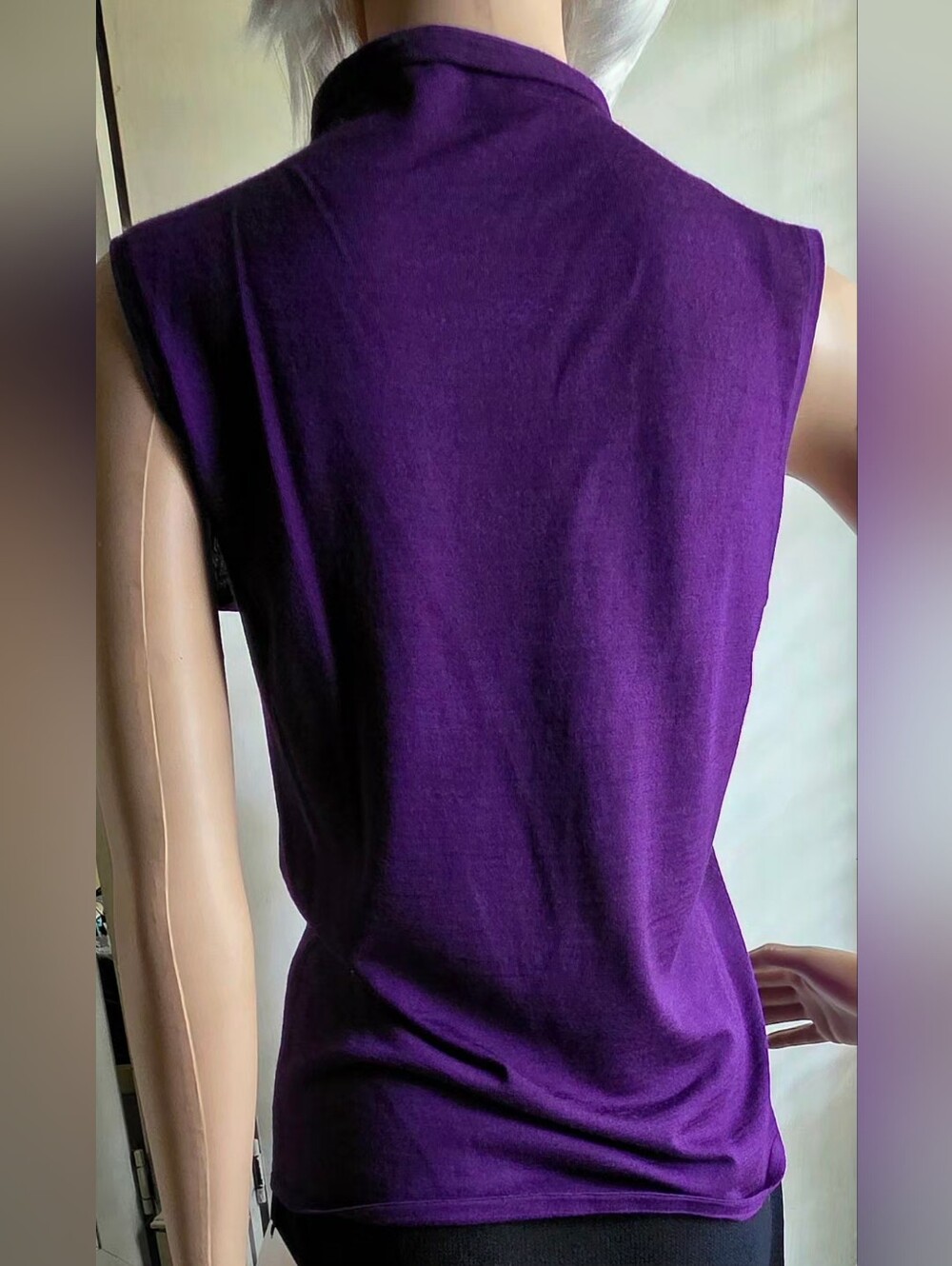 St. John Purple Ruffle Knit Jacket Size 2 + Coordinating Wool Blend Top - Picture 9 of 10